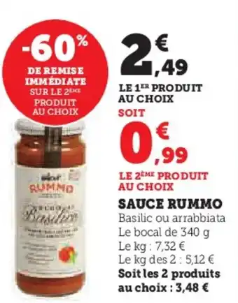 Super U RUMMO Sauce offre