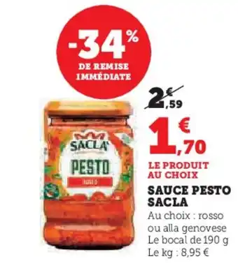 Super U SACLA Sauce pesto offre