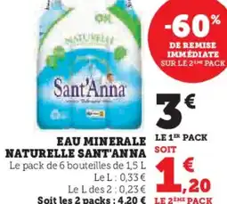 Super U SANT'ANNA Eau minerale naturelle offre