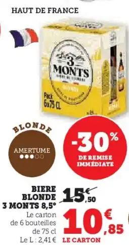 Super U 3 MONTS 8,5° Biere blonde offre