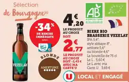 Super U VEZELAY Biere bio brasserie ipa 5,4°, offre