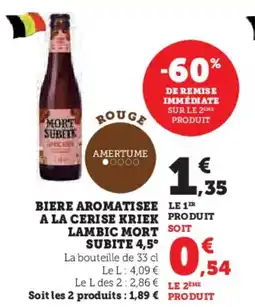 Super U Biere aromatisee a la cerise kriek lambic mort subite 4,5° offre