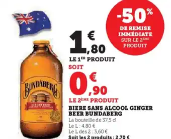 Super U BUNDABERG Biere sans alcool ginger beer offre