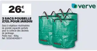 Brico Dépôt VERVE 3 sacs poubelle pour jardin offre