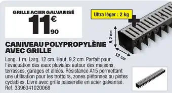 Brico Dépôt Caniveau polypropylène avec grille offre