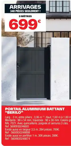 Portail aluminium battant "berilo"