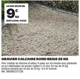 Brico Dépôt Gravier calcaire rond beige offre