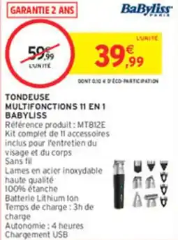 Intermarché Tondeuse multifonctions 11 en 1 babyliss offre