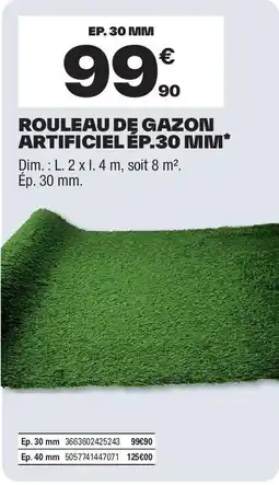 Brico Dépôt Rouleau de gazon artificiel ép.30 mm* offre