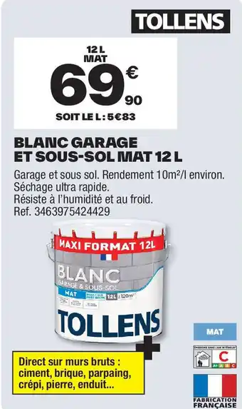 Brico Dépôt TOLLENS Blanc garage et sous-sol mat offre