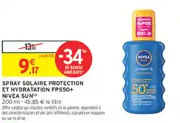 Intermarché Spray solaire protection et hydratation fps50+ nivea sun offre