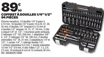 Brico Dépôt MAGNUSSON Coffret à douilles 1/4" 1/2" offre