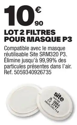 Brico Dépôt Lot 2 filtres pour masque p3s offre