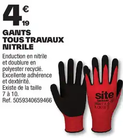 Brico Dépôt Gants tous travaux nitrile offre