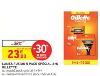 Intermarché Lames fusion 5 pack spécial 4+6 Gillette offre