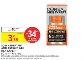 Intermarché Soin hydratant anti-fatigue 24h men expert offre