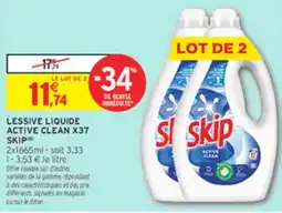 Intermarché Lessive liquide active clean x37 skip offre