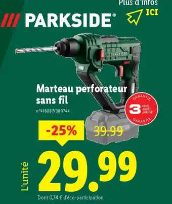 Lidl PARKSIDE Marteau perforateur sans fil offre