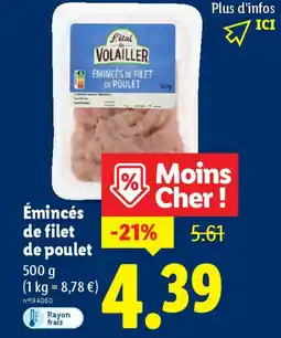 Lidl Émincés de filet de poulet offre