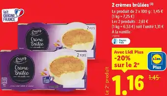 Lidl 2 crèmes brûlées offre