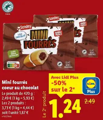 Lidl Mini fourrés coeur au chocolat offre