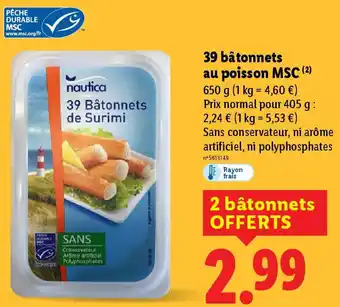 Lidl 39 bâtonnets au poisson MSC offre