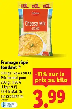 Lidl Fromage râpé fondant offre