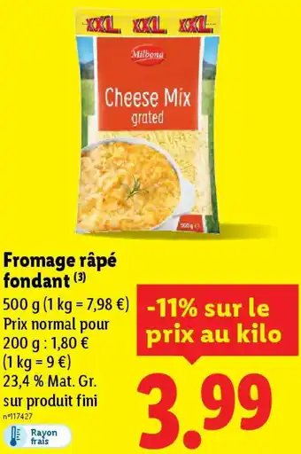 Lidl Fromage râpé fondant offre