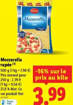 Lidl Mozzarella rapée offre