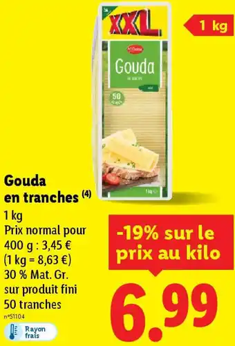 Lidl Gouda en tranches offre