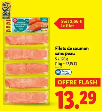 Lidl Filets de saumon sans peau offre