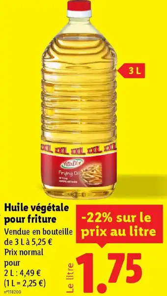 Lidl Huile végétale pour friture offre