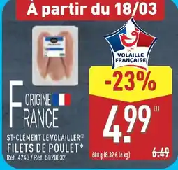 ALDI ST-CLÉMENT LE VOLAILLERⓇ Filets de poulet offre