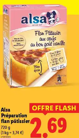 Lidl Alsa Préparation flan pâtissier offre