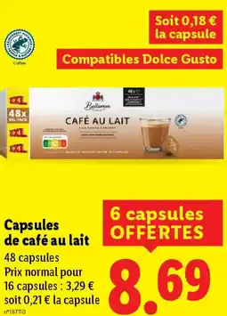 Lidl Capsules de café au lait offre