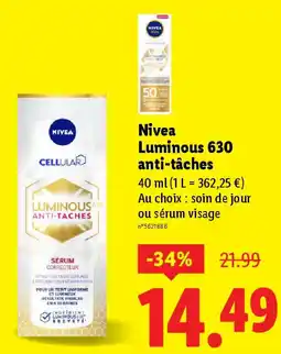 Lidl Nivea Luminous 630 anti-tâches offre