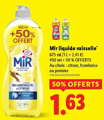 Lidl Mir liquide vaisselle offre