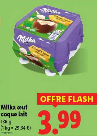 Lidl Milka œuf coque lait offre