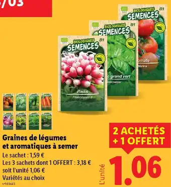 Lidl Graines de légumes et aromatiques à semer offre