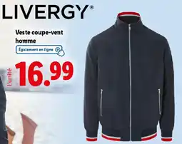 Lidl LIVERGY Veste coupe-vent homme offre