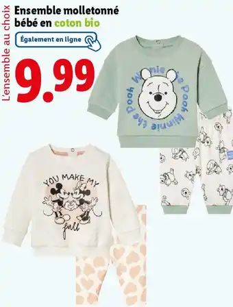 Lidl Ensemble molletonné bébé en coton bio offre