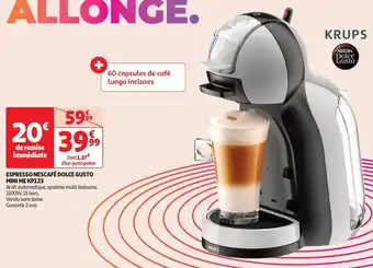 Auchan Supermarché Krups espresso nescafé dolce gusto mini me KP123 offre