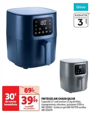 Auchan Supermarché Friteuse air chaud qilive offre