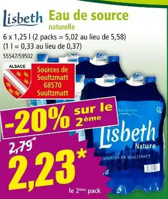 Norma LISBETH Eau de source naturelle offre