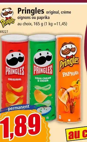 Norma PRIANGLES Pringles original, crème oignons ou paprika offre