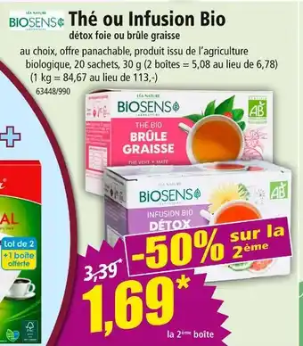 Norma BIOSENS Thé ou infusion bio offre