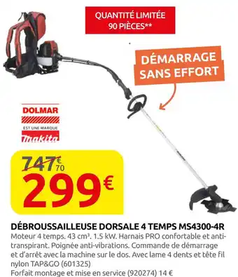 Rural Master Débroussailleuse dorsale 4 temps MS4300-4R offre