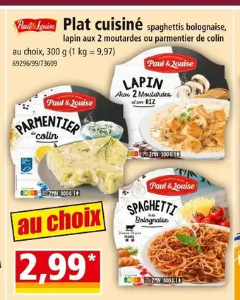 Norma PAUL & LOUISE Plat cuisiné offre