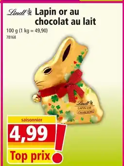 Norma LINDT Lapin or au chocolat au lait offre