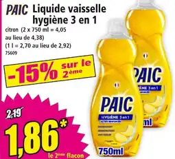 Norma Paic Liquide vaisselle hygiène 3 en 1 offre